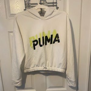 White, puma  gym hoodie cropped top